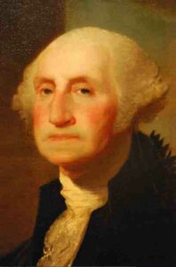 George Washington's portrait, by Gilbert Stuart, is familiar to Americans as the basis of the One Dollar Bill, and many school rooms.