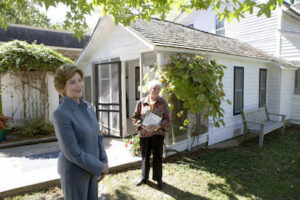 Former First Lady Laura Bush, on a trip to Missouri, made sure to visit the Laura Ingalls Wilder home and museum.